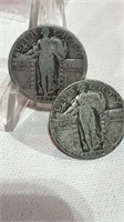 2 Standing Liberty Silver Quarters