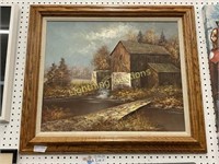 OIL ON CANVAS OF WATER POWERED MILL