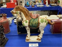 CRACKLE FINISH POTTERY TANG HORSE