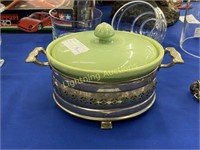 NASCO ROUND POTTERY CASSEROLE BAKER WITH LID