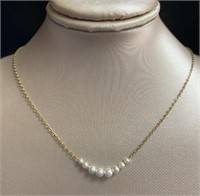 14kt Gold 17" Pearl Necklace