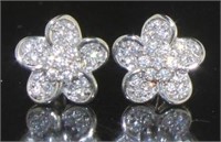 Genuine 1/3 ct Diamond Flower Stud Earrings