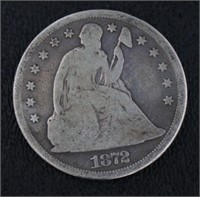 RARE 1872 Seated Liberty Silver Dollar