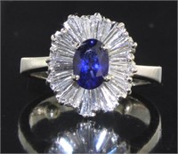 Platinum 1.80 ct Oval Sapphire & Diamond Ring