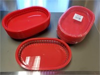 NEW 11''x7''x 1 1/2'' Red Plastic Food Baskets