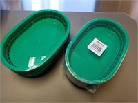 NEW 11''x7''x 1 1/2'' Green Plastic Food Baskets
