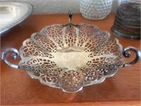 Silverplated Filigree Handled Candy Dish