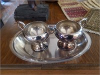 Silverplated Cream/ Sugar, Tray