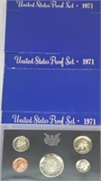 3-1971 US SILVER PROOF COIN SETS ! -OAK-2