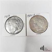 1924 & 1926-S Peace Silver Dollar