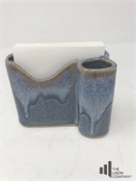 Blue Ceramic Notepad and Pencil Holder