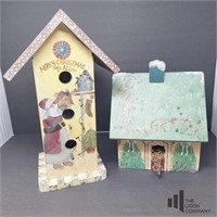 Two Handpainted Decorative Bird Houses
