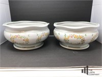 2 Ceramic  Planters with Floral Motif