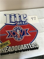 Lite Beer Superbowl XXVI Sign