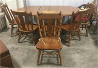 Six chair table with two leaves measuring when
