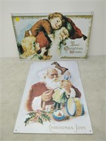 2 christmas tin signs