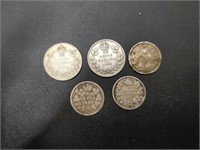 Canada silver coins - 10 cent and 5 cents
