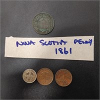 nfld pennies, 5 cent coin and nova scotia penny