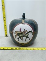horse pot with lid 9'' tall