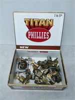 Brass locks with keys in titan cigar box