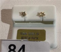 10k Gold Star CZ Earrings w/ Screw Backs