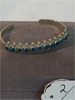 Native American Zuni S. S. Turquoise Cuff Bracelet