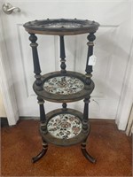 German 3 Tier Stand w/ Porcelain Inserts