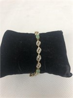 Gold Tone Sterling Silver Bracelet with Gemstones