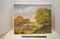 Original "Irene Lecours" Painting (Barn Yard) 16"