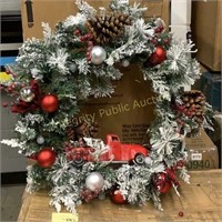 Holiday Wreath 30” Flocked Truck Wreath *