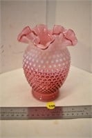 Pink Ruffled Hobnail Type Vase
