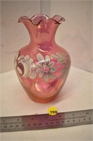 Cranberry Painted Vase