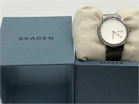 NEW SKAGEN WOMENS MESH BRACELET WHITE DIAL WATCH