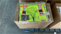 Box of Fluorescent Lime Surveyors Safety Vests,