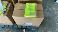 Box of Fluorescent Lime Contractors Safety Vests,