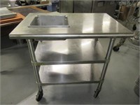 36" Stainless 3tier Workstation Cart w/ Cutout