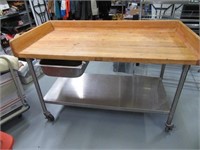 60" Butcher Block Top Stainless Table BOOS Nice