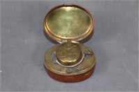 Travelers Leather/Brass Ink Well with Insert