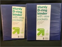 Sturdy D-ring binder with view pockets, set of 2