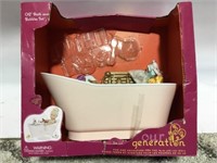 Our Generation Doll bath with accessories