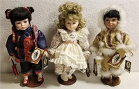 (3) Collectible Geppeddo Porcelain Dolls