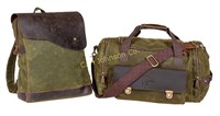 2 Piece Canvas and Leather Bag Set