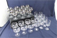 30 Pc Set of Silver Rimmed Stemware Glasses