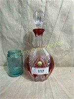 117-Cranberry cut to clear decanter