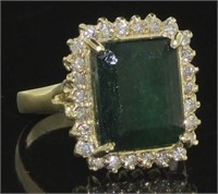 14kt Gold 7.76 ct Emerald & Diamond Ring