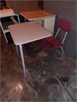 Student Desk with attached  Pink Chair