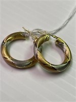 14k Gold Tri-tone Hoop Earrings - Milor Italy