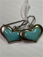 Turquoise Hearts 925 Silver Earrings