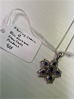Sterling chain & Blue Gemstones Snowflake Pendant