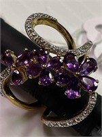 STS 925 Purple Gem Flower- clear gem accents